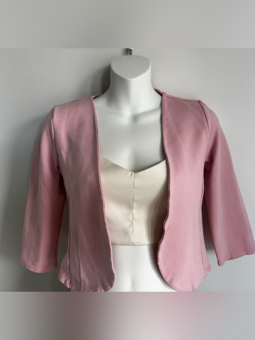 a'gaci Powder Pink Open-Front Cropped Jacket